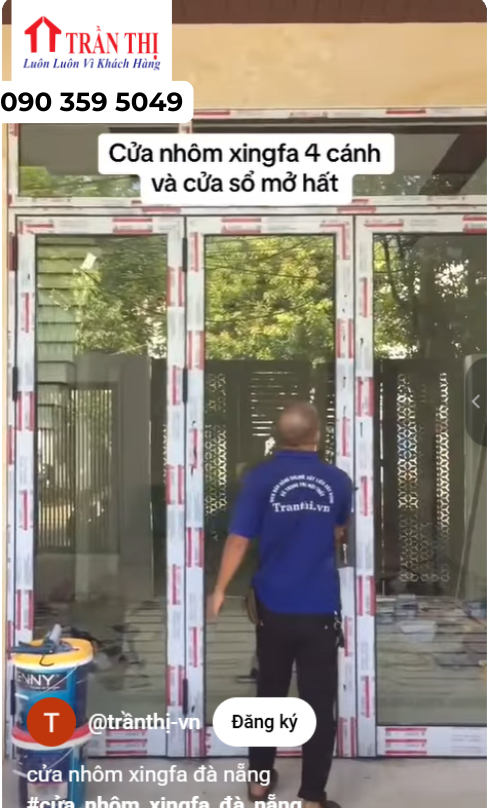 Mẫu cửa nhôm xingfa 4 cánh Hà Nội