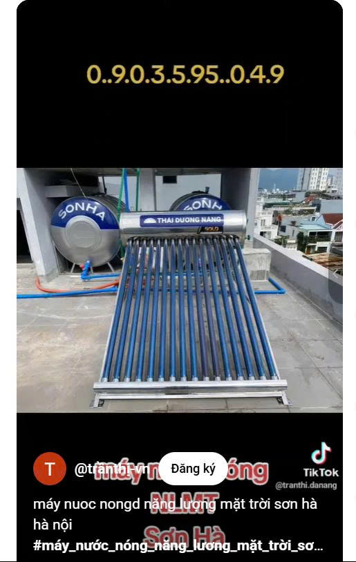 Mẫu máy nước nóng thái dương Hà Nội