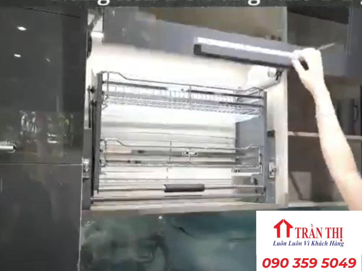 Mẫu kệ chén inox nâng hạ